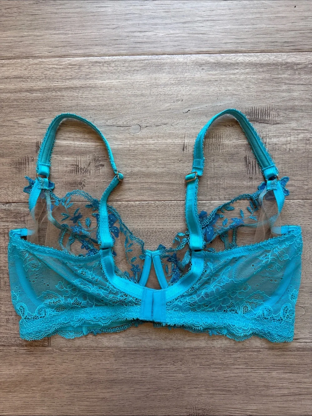 Honey Birdette Floral Sheer Whitney Ocean Bra - Picture 4 of 6